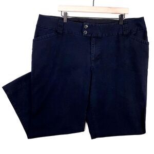 Lane Bryant Twill Pants Size 20 Petite Midnight Blue Stretch Cotton Casual